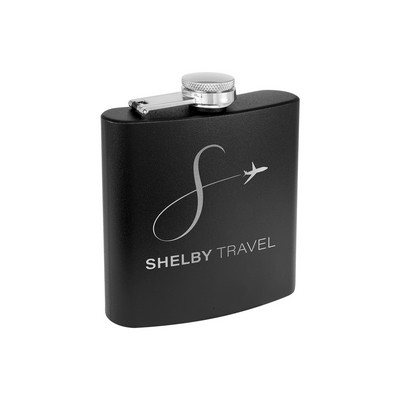 6oz. Matte Black Powder Coated Stainless Steel Flask