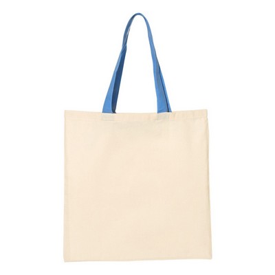 Q-TEES® Cotton Tote w/Colored Handle (Blank)