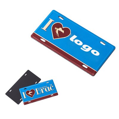 Customized Logo 3D Aluminum Mini License Plate Fridge Magnet