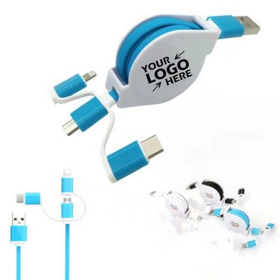 3 In 1 Retractable Data Charging Cable