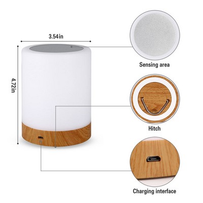 USB Wood Grain Bedside LED Lamp