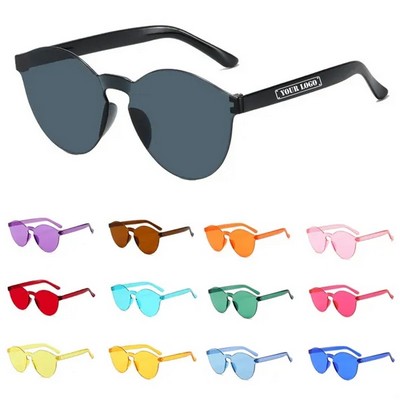 Round Shaped Unisex Rimless Sunglasses