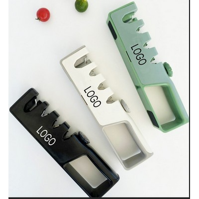 4 in 1 Knife Sharpener with 4 Sharpening Slots and Grip Handle