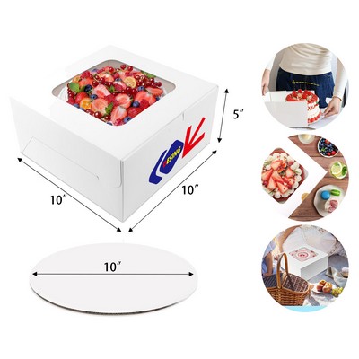 Cake Boxes 10 x 10 x 5 Inches Bakery Boxes with Cake Boards Cake Boxes 10 Inch with Stickers