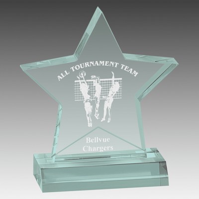 5" x 5" Jade Star Acrylic Award with 4" Base