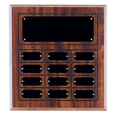 Cherry Finish Completed Perpetual Plaque with 12 Plates