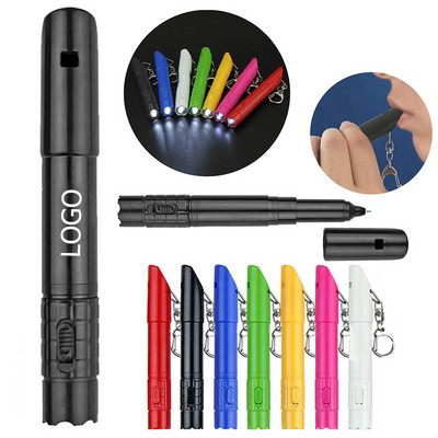 3 In 1 Custom Multi Functional Plastic LED Whistle Ballpoint Pen MOQ100PCS