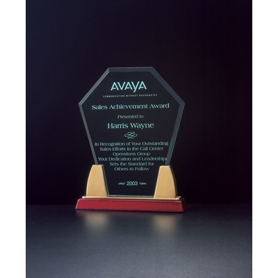 Diamond Series Acrylic Award on Rosewood Base w/ Gold Metal Accents (7 1/2"x8 3/4")
