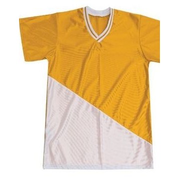 Adult Cool Mesh Diagonal Panel Front Sport Shirt w/ Stripped V-Neck Trim