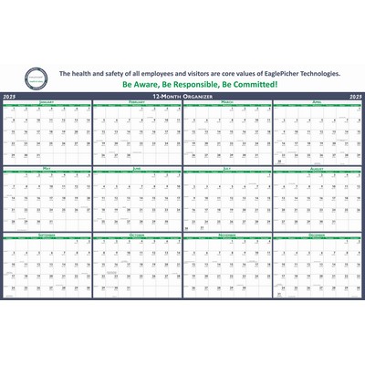 Laminated Horizontal Wall Calendar (18"x24")