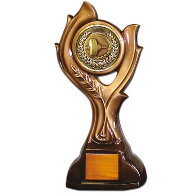 Stock 15" Victory Trophy- With 2" Weightlifting Medallion and Engraving Plate