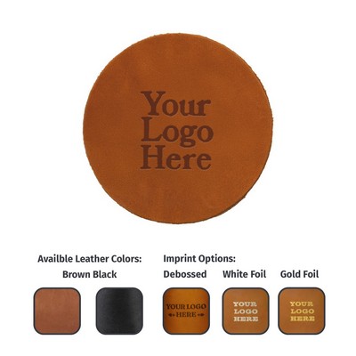Full-Grain Leather Coaster - Single Round 3.75"- Made in USA