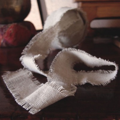Natural Linen Ribbon w/Fringe Edge