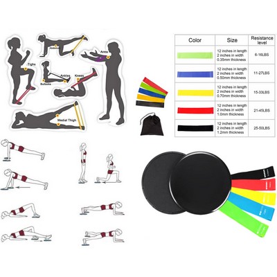 Promotek iBank® Fitness Resistance Bands Set + Exercise Sliders (Black)