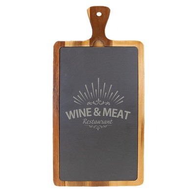 16" x 7 3/4" Acacia Wood/Slate Cutting Board