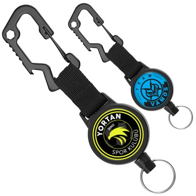Outdoor Carabiner Round Badge Reel w/ Keyring