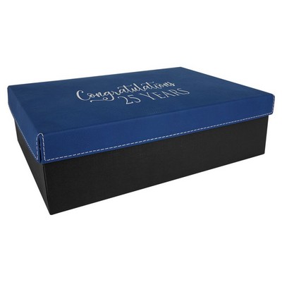 11 3/4" x 7 3/4" Blue/Silver Gift Box with Leatherette Lid