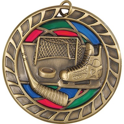 Stained Glass Medal - Medal - Hockey, 2"