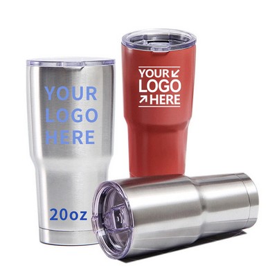20 Oz. Stainless Steel Tumbler w/Lid & Double Wall Vacuum Insulation