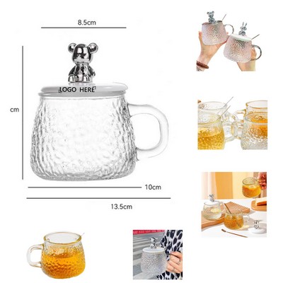 15 OZ Cartoon 3D Bear Glasses W/ Lid