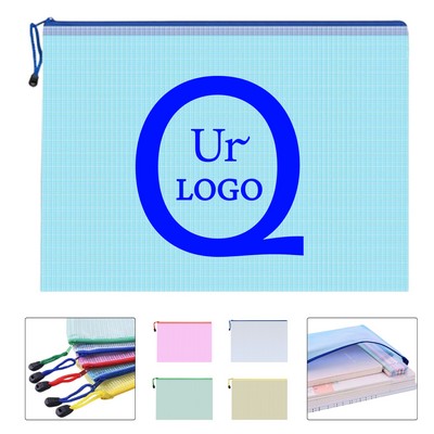 Mesh Zipper Pouch Document Bag