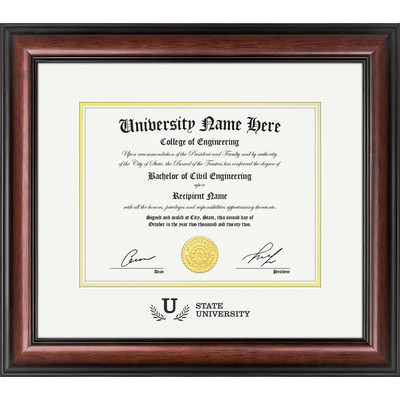 Carlton 8.5x11 Diploma / Certificate Frame (Mahogany/White) 16"x18"