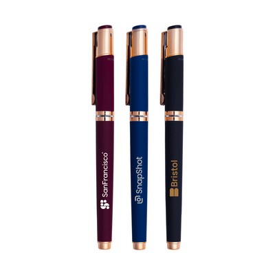 Satin Soft Touch Earl Gel Pen - Rose Gold Accents (Recycled Material)