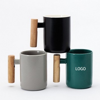 12Oz Ceramic Coffee Mug W/ Lid And Spoon