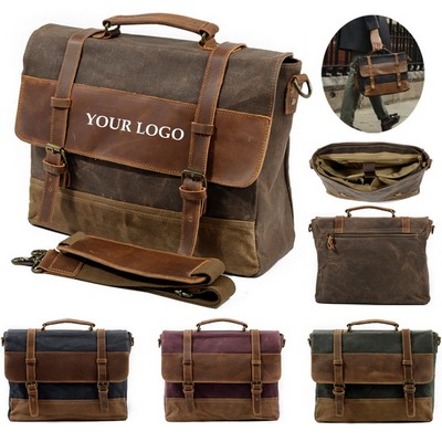 Canvas Leather Computer Laptop Briefcase Bag
