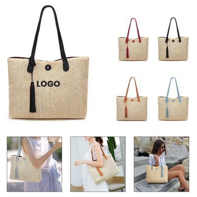 Spacious Straw Beach Bag for Women