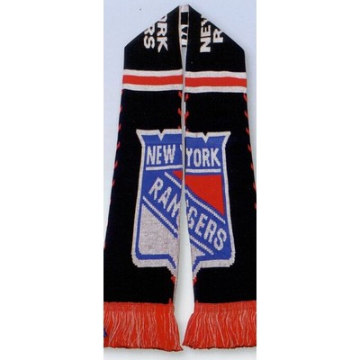 Jacquard Knit Scarf with Fringe