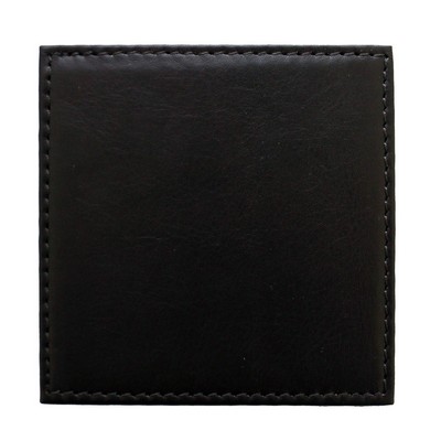 Ashlin® Designer Stratford Midnight Black Leather + Leatherette Executive Square Coaster