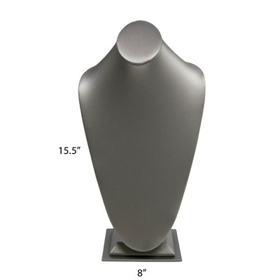 Steel Gray Leatherette Necklace Jewelry Display Bust Stand X-Large