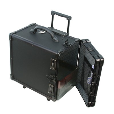 Small Black Aluminum Carrying Case w/Retractable Handle
