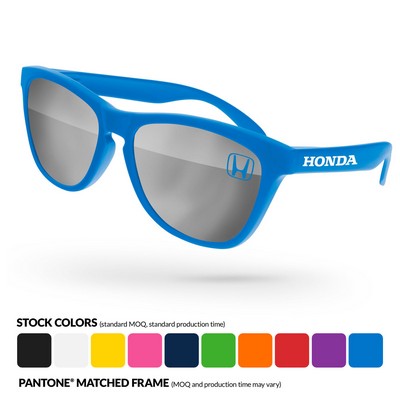 Frog Mirror Promotional Sunglasses W/ Lens & Temple Imprint