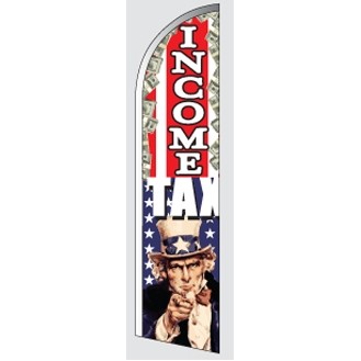 12' Poly-Knit Stock Feather Flag (Income Tax w/Uncle Sam)
