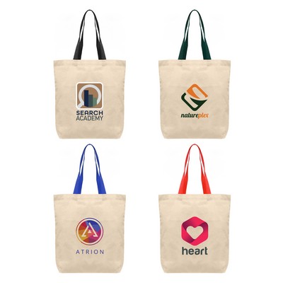 Tonga - 5 oz. Natural Cotton Tote w/ Color Straps - Heat Transfer