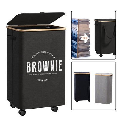 Oxford Laundry Basket w/Wheel & Lid