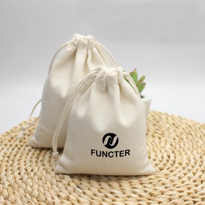 Custom 6.7" X 9.9" 8 Oz Cotton Canvas Cloth Drawstring Bags Jewelry Wedding Candy Gift Bags