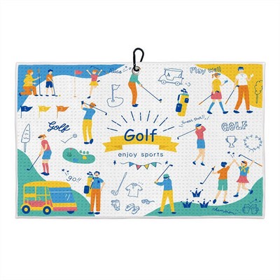 Large Full Color Sublimation Tri-fold Golf Towel with Carabiner