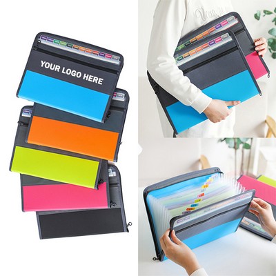 A4 Size File Folder with Front Pencil Pouch - 12 Pockets