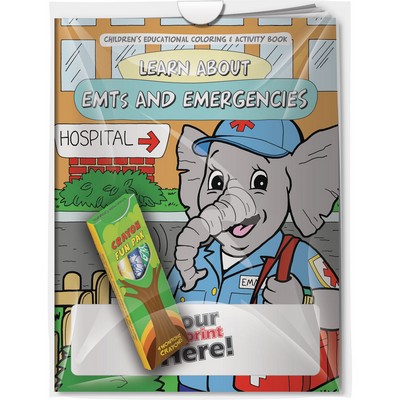 Combo Pack - CB1141 Coloring Book & 4-Pack of Crayons (Imprinted) in a Poly Bag