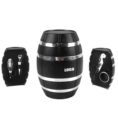 Elegant 4 IN 1 Wine Opener with Silver Barrel Shaped Case