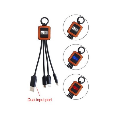 5 in 1 RPET LED Charging Cable-Square Shape