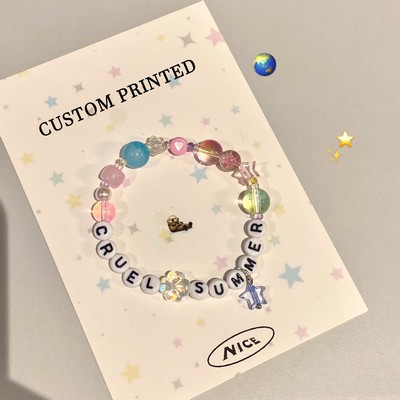 Custom Friendship Elastic Letter Bracelet W/Card