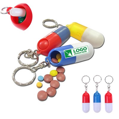Pill Shaped Storage Case Keychain