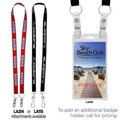 3/4" Econo Dual Attachment Lanyard (Factory Direct) 10-12 Weeks Ocean