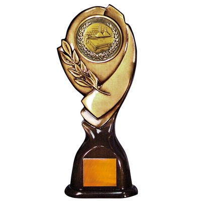 Stock 15" Classic Trophy with 2" Billiard Table Coin and Engraving Plate