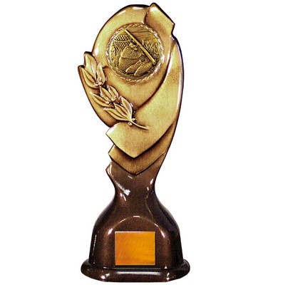 Stock Classic 12" Trophy with a 2" Fishing Coin with Engraving Plate