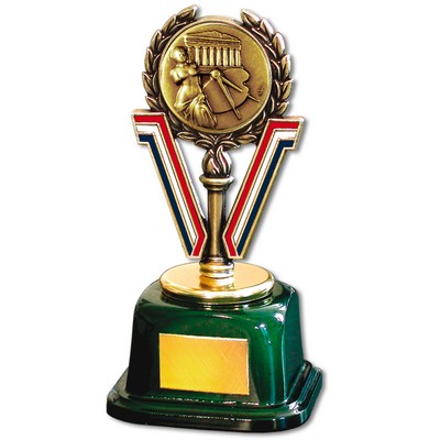 Stock 7" Trophy with 2" Arts Medal and Engraving Plate
